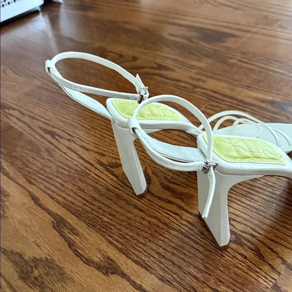 SCHUTZ White and Yellow Strappy Heels